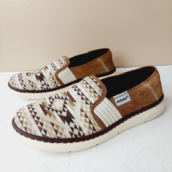 Ariat Shoes - ARIAT Womens 6.5 Ryder Tan Diamond Aztec Slip On Loafers